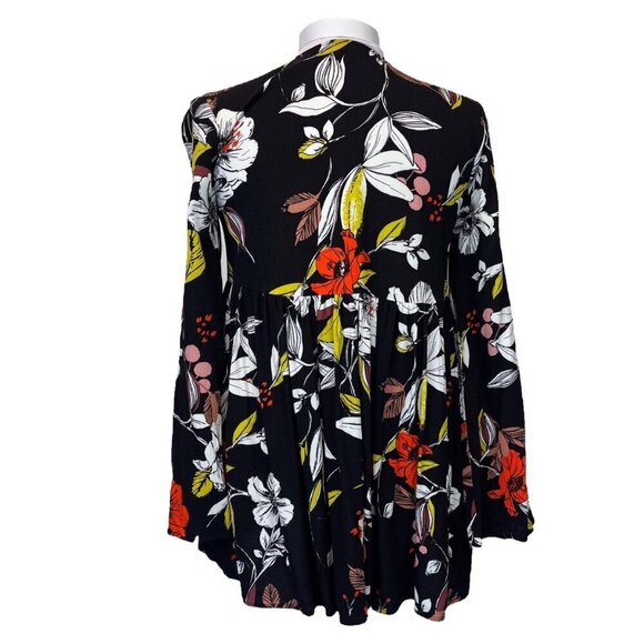 Free People Bella Floral Mini Tunic Dress Size Xsmall Boho Flare Sleeves - Picture 6 of 13